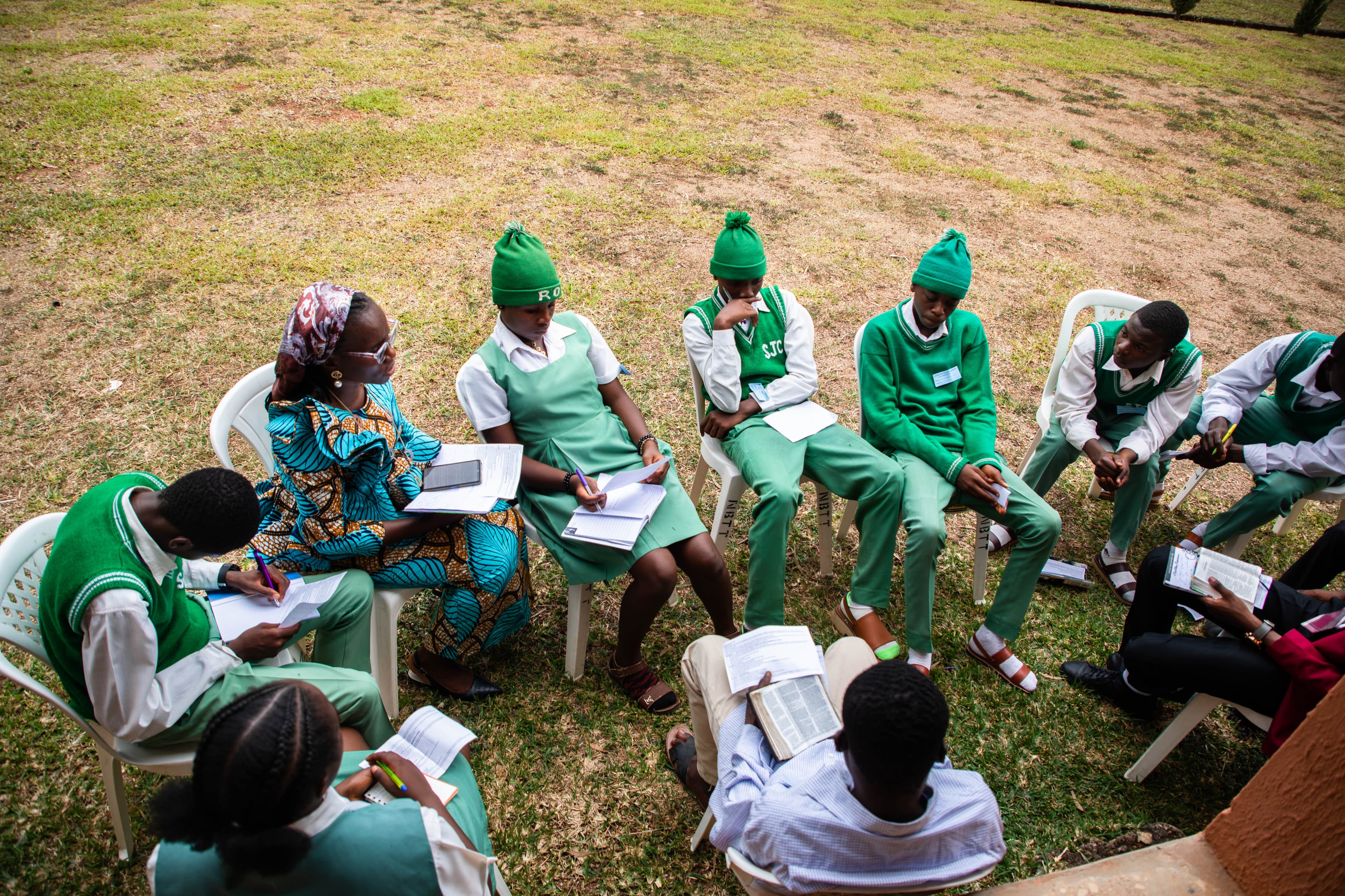 Teenage school children in discipleship